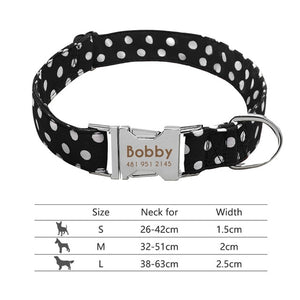 Personalised Dog Collar with Laser Engraved Buckle - The Polka-Dot Collection