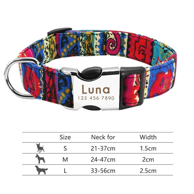 Personalised Dog Collar with Laser Engraved Buckle - The Jazz Collection