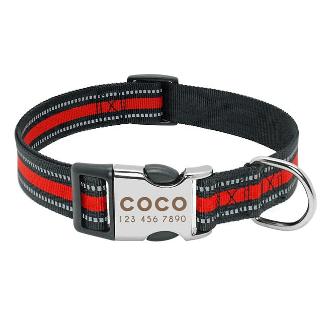 Personalised Dog Collar with Laser Engraved Buckle - The Reflective Collection